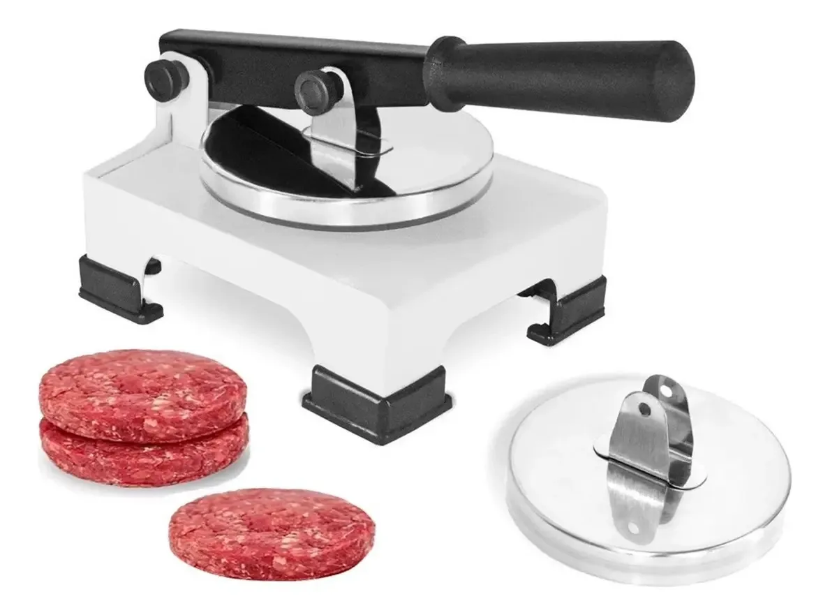Modelador De Hamburguer Hamburgueira 2 Discos Inox Manual Cor Branco