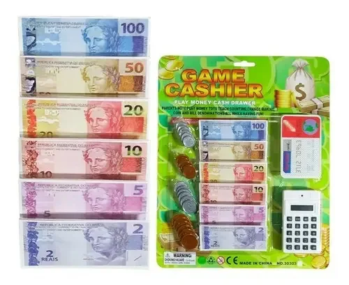 Dinheiro Falso Brinquedo Banco Com Calculadora E Cartão