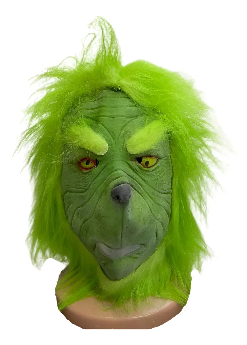 Mascara Grinch Látex Natal Papai Noel Fantasia Festa Cosplay Verde Grinch