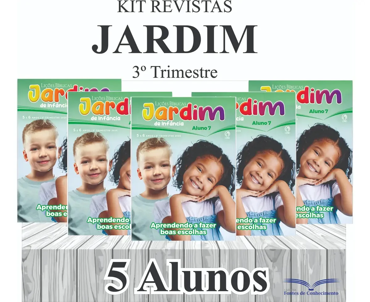 Kit com 5 Revistas Jardim da Infância CPAD – Lições Bíblicas p/ Alunos do 3º Trimestre 2025