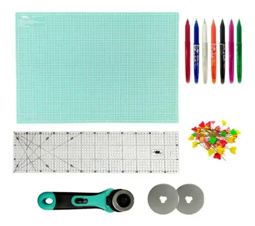 Kit Base De Corte Artesanato 45x30 Regua 15x30 Cortador 45mm Cor Base De Corte Tiffany
