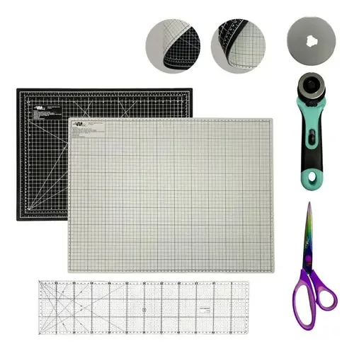 Kit Bases De Corte Patchwork 60cm Tesoura Régua 60 Cortador Cor Base Preta E Cinza At45t