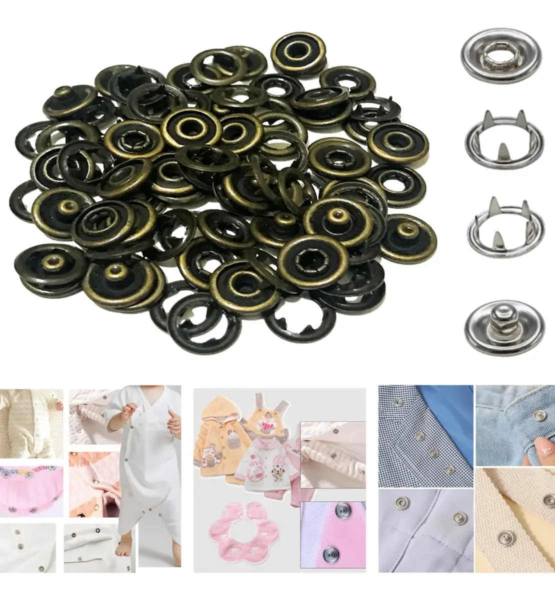 Botão de Metal Eberle Tic-Tac 35 Ouro Envelhecido Para Roupas Bebê Body