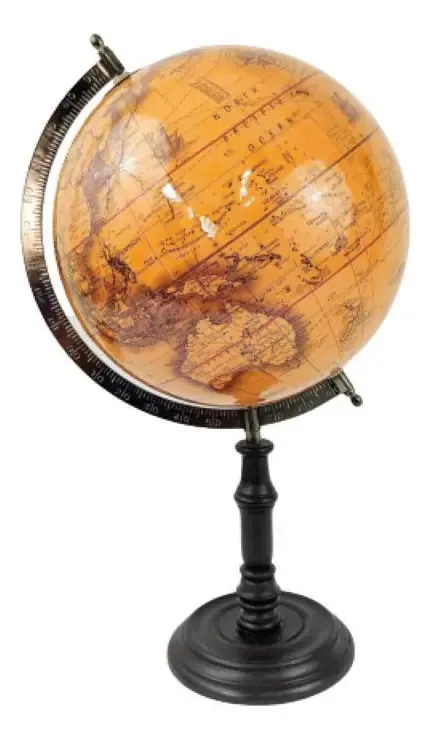 Globo Terrestre Decorativo Laranja E Preto 47x27x26cm