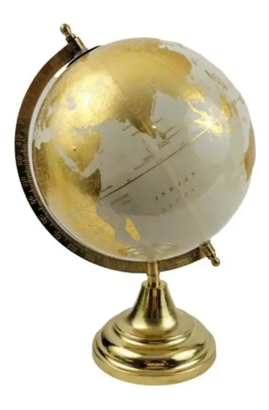 Globo Terrestre Decorativo Dourado Metal 32x21cm Decoração