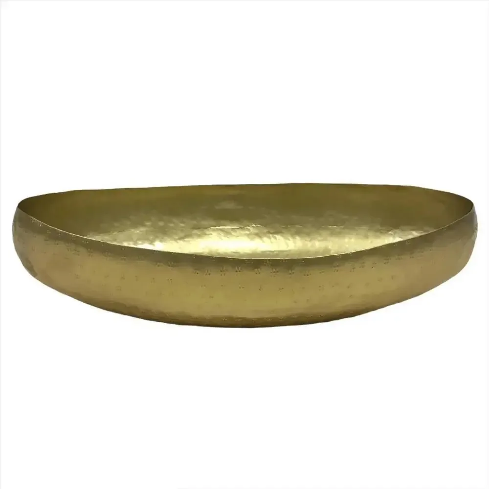 Centro De Mesa Canoa Latão 43x25x10cm Dourado