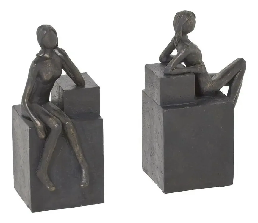Aparador Livros Dama Sentada Resina 19x8cm