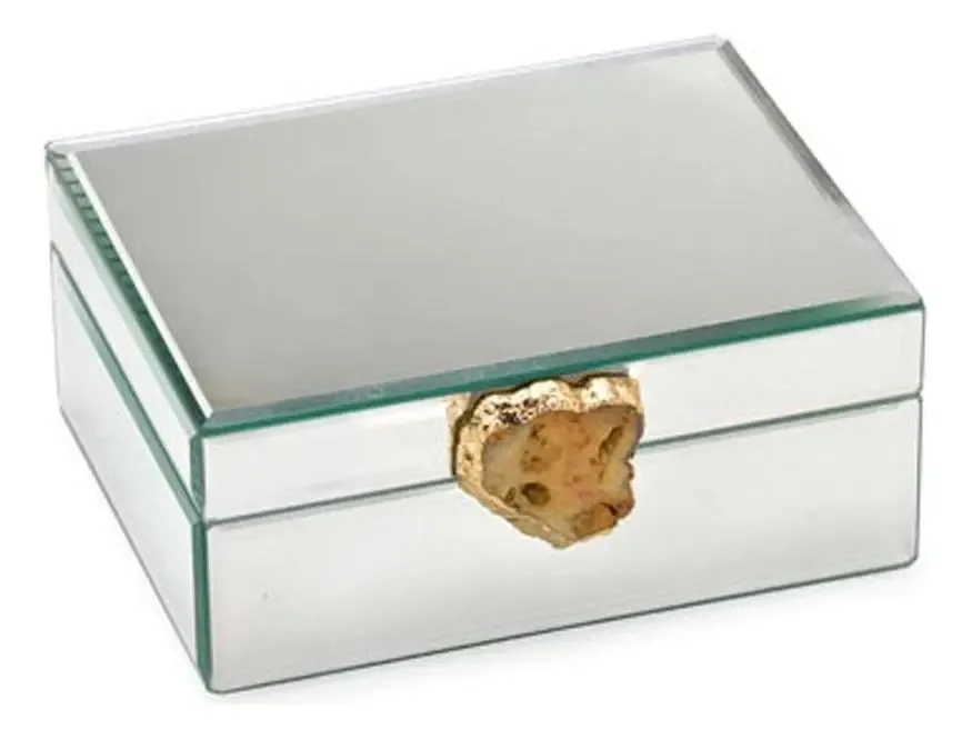 Caixa Porta Jóias De Mdf/vidro 19x15x08 Cm