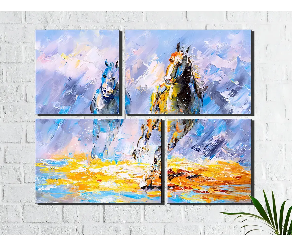 Quadros Decorativos Abstrato Espatulado Cavalos
