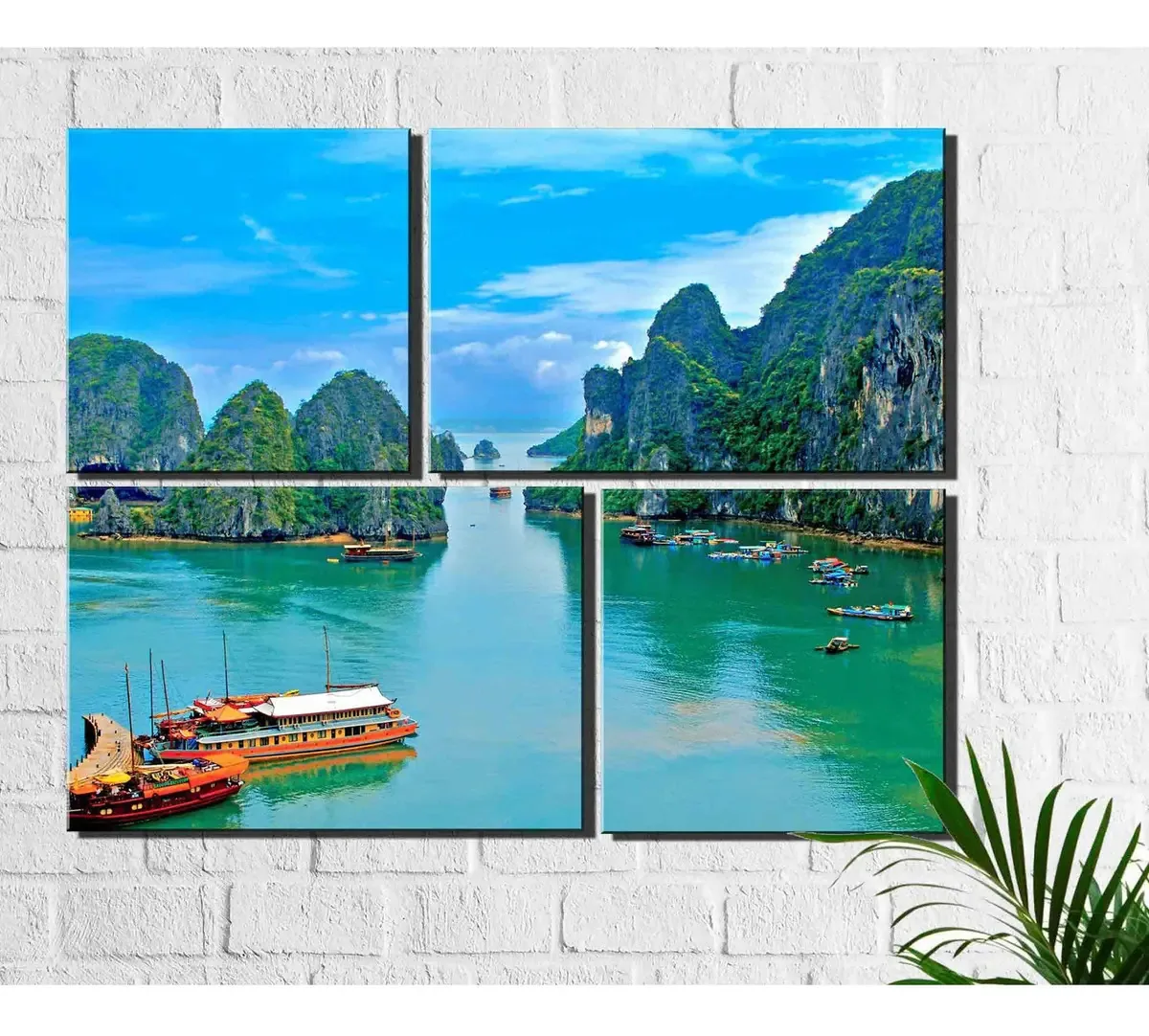 4 Quadros Decorativos Paisagem Praia Com Montanhas