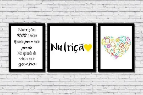 Kit 3 Quadros Decorativos Profissão Nutrição
