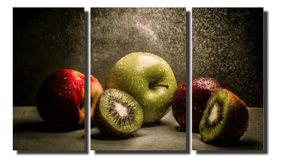 Quadro Decorativo Frutas 3 Peças Para Sala E Cozinha