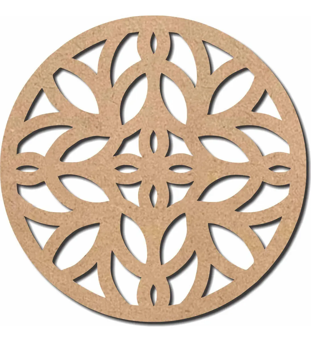 Escultura Em Mdf Recorte Mandala Floral 60x60 M11