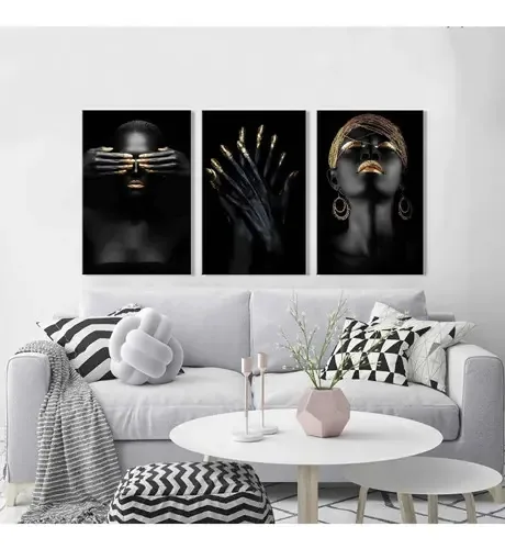 Kit Quadros Decorativos Negra Dourada Cor Outro