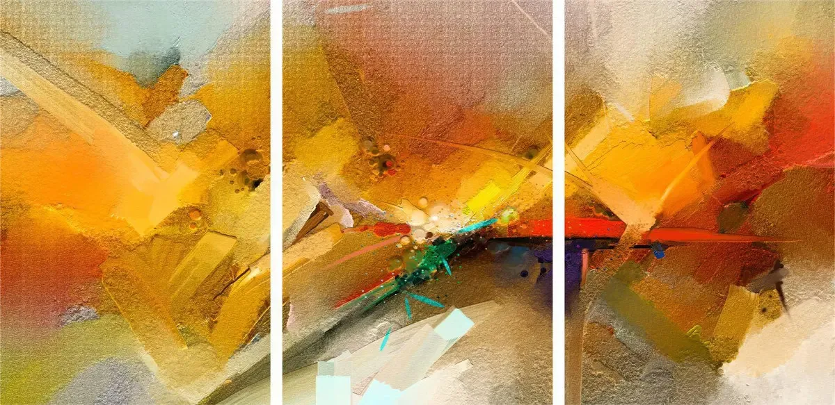 Quadro Decorativo Abstrato Amarelo Moderno