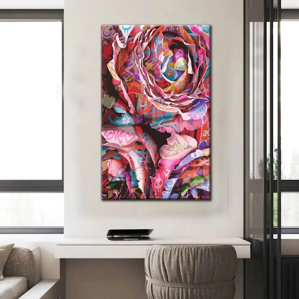 Quadro Decorativo Rosa Abstrata Urbana