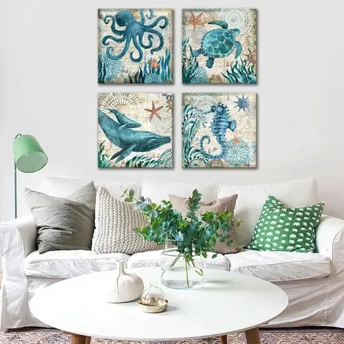 Kit Quadros Decorativos Fundo Do Mar