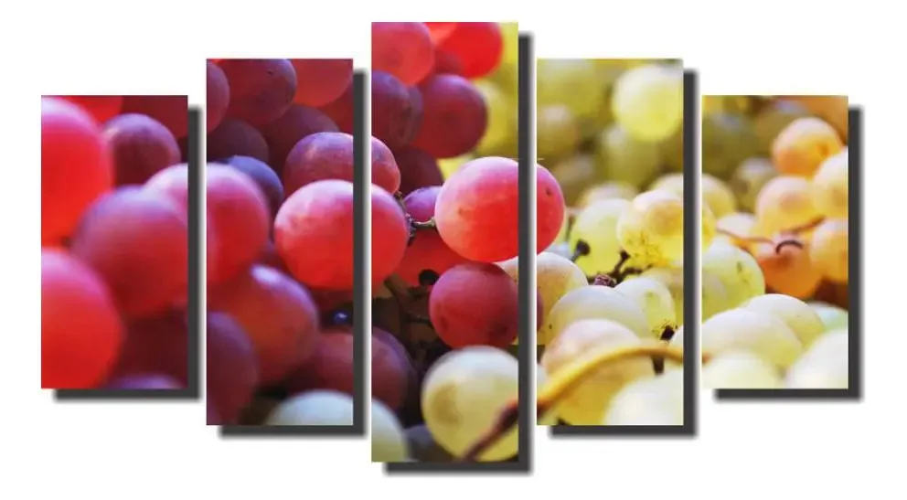 Kit 5 Quadros Decorativos Fruta Cachos Uvas