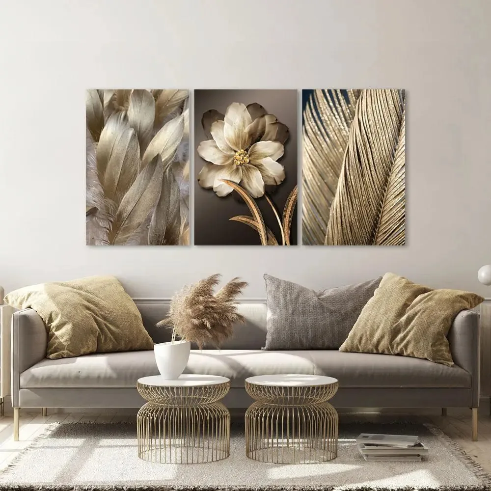 Kit Quadros Decorativos Dourado