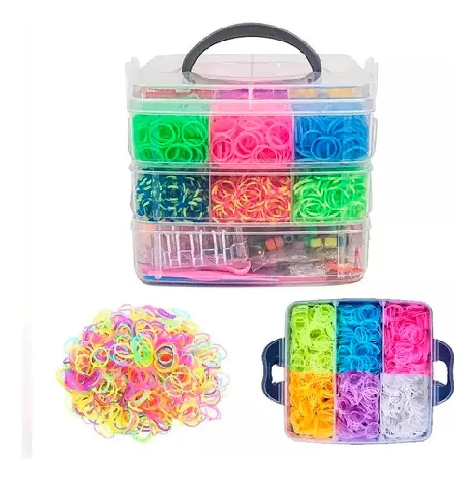 Kit Maleta 1800 Elásticos Pulseira Colar Presente Infantil