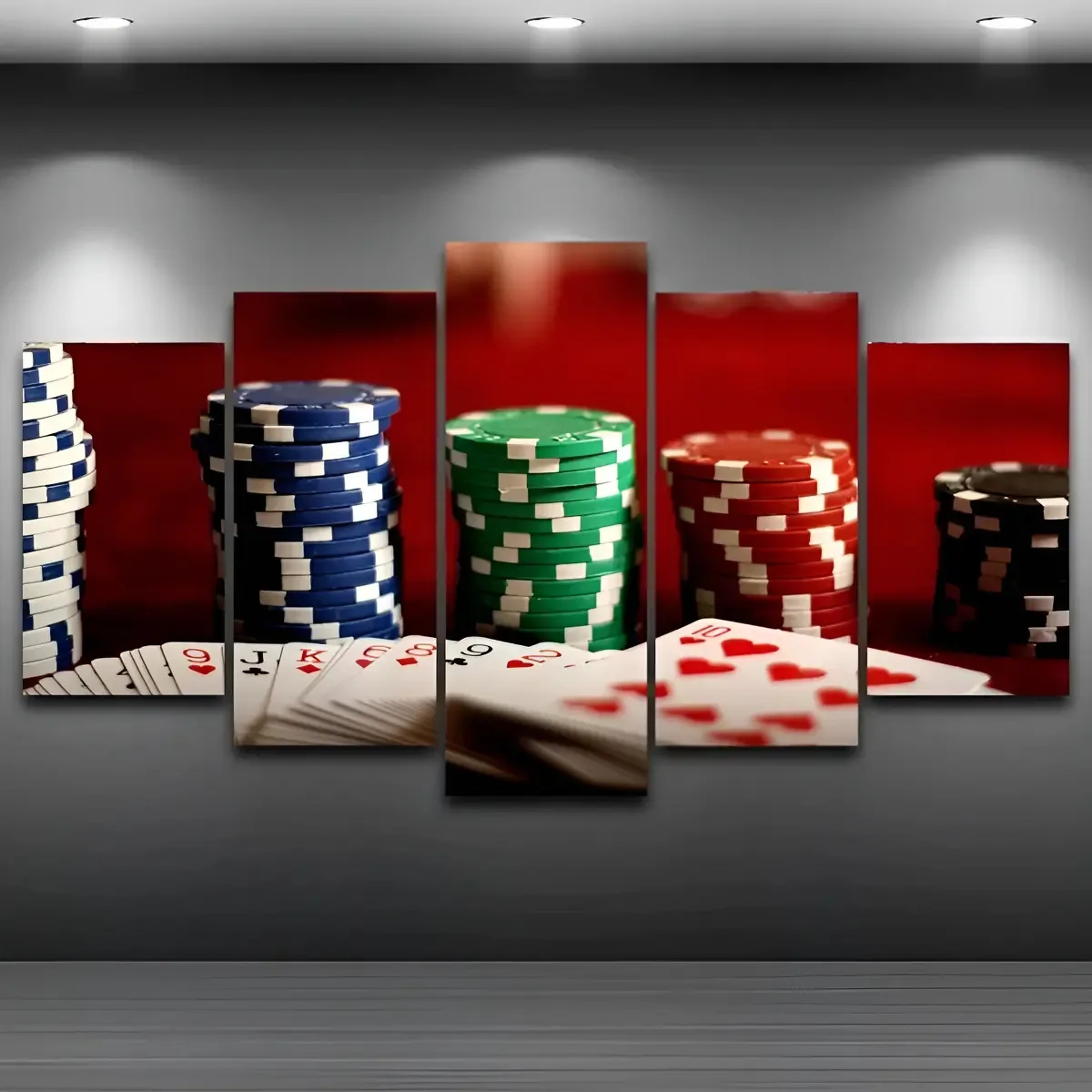 Quadro Mosaico 5 Peças Mdf 6mm Poker 02