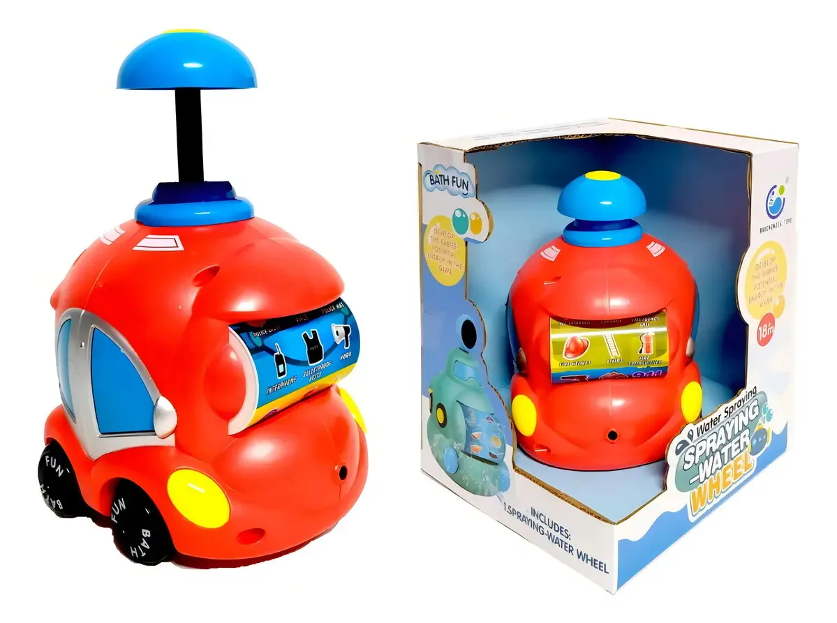 Brinquedo De Banho Carrinho Infantil Com Roleta Espirra Água