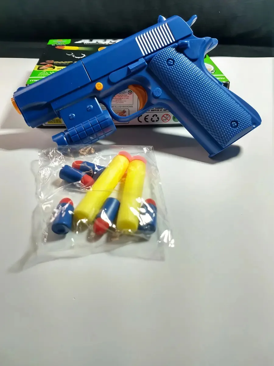 Lançador Arminha Pistola Tipo Nerf 2 Dardos 5 Balinhas