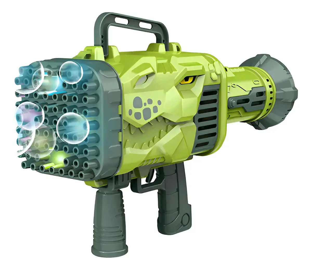 Brinquedo Lança Bolha Sabão Dinossauro 32furos Bazuca Arma Cor Verde
