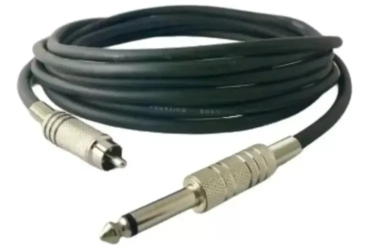 Cabo P10 x RCA 10m M & M Cabos Áudio Preto Conectores Niquelados
