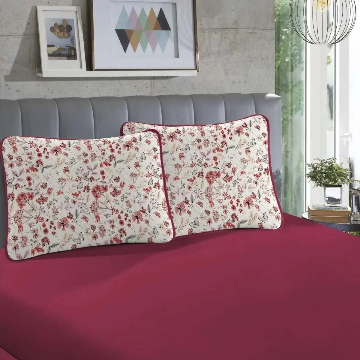 Jogo Cama Malha Estampado Rubi 100% Algodão King 03 Peças
