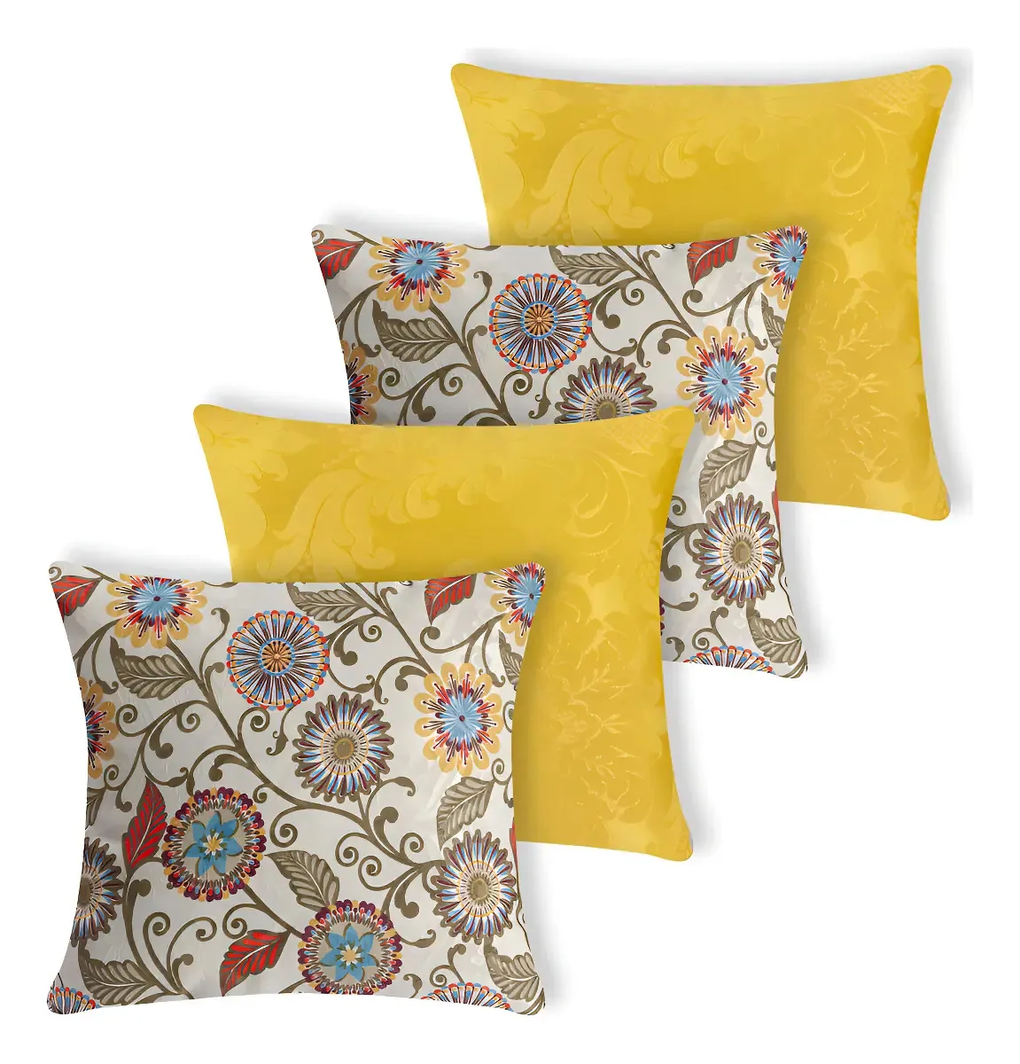 Kit 4 Almofadas Cheias Jacquard Manchester (espuma) - 0646