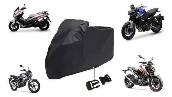 Capa Para Moto Forrada Impermeável Térmica Sol Chuva Cor Preto