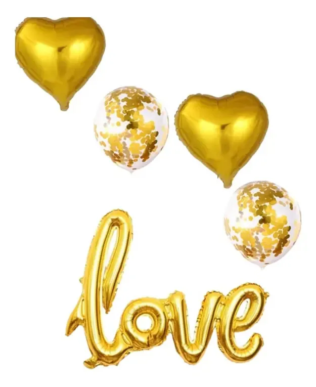 Balão Love Dia Dos Namorados Enfeite Confetes Decorativos Cor Love Dourado