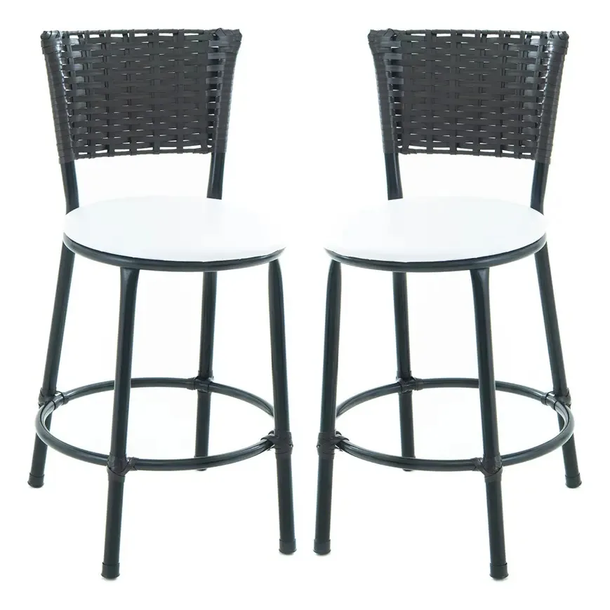 Kit 2 Banqueta Baixa Junco Tabaco Estilo E Conforto Cor Branco