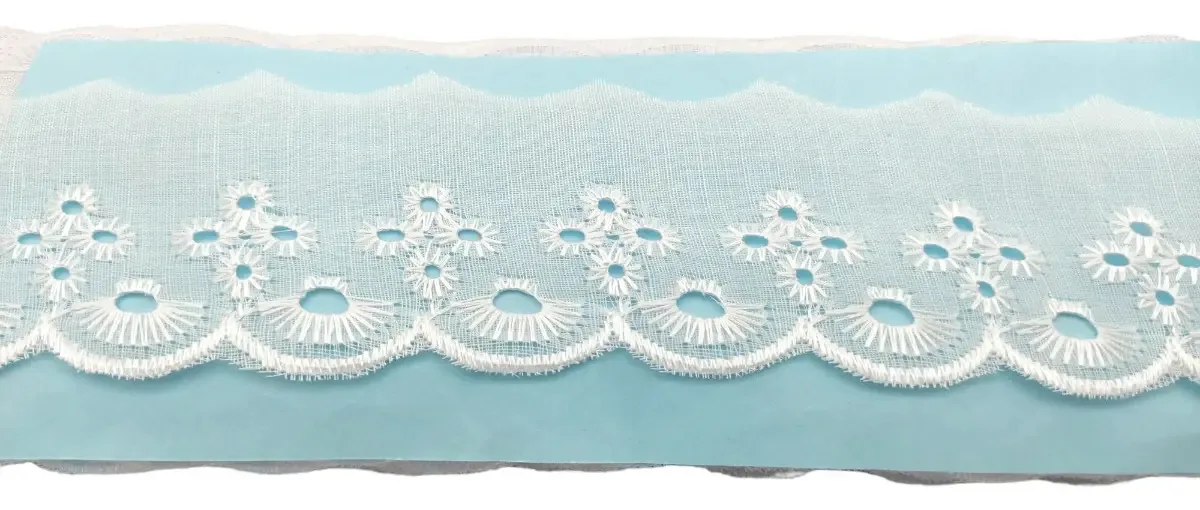 Bordado Inglês Branco 5cm x 13,7mts 90% Poliéster Soma Aviamentos