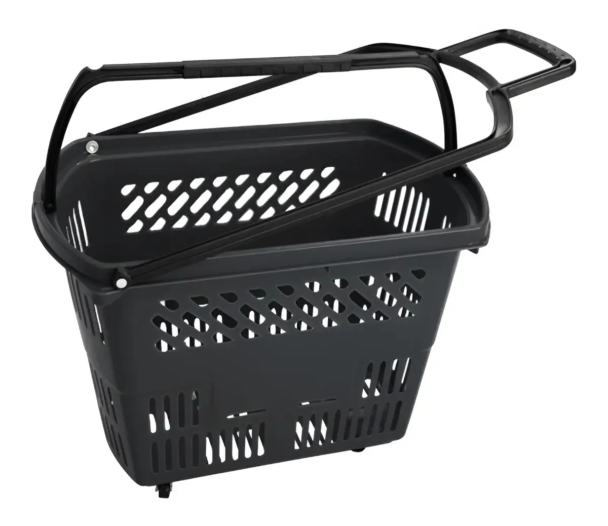Cesta de Compras Semaza com Rodas Preta 30L 4 Rodízios 360º Alças Anatômicas
