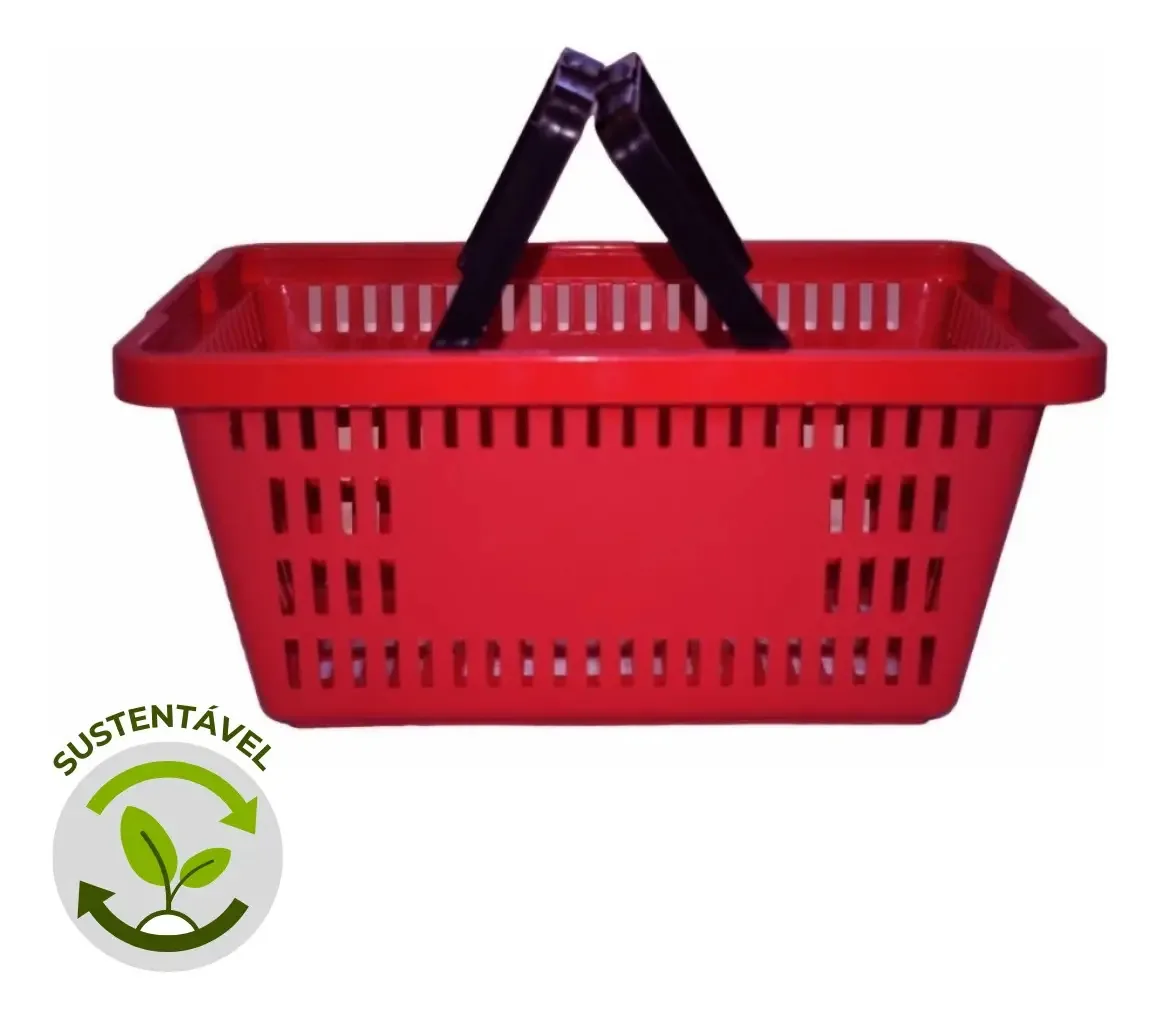 5 Cesta Plástica 16l De Compras Super Cor Vermelho