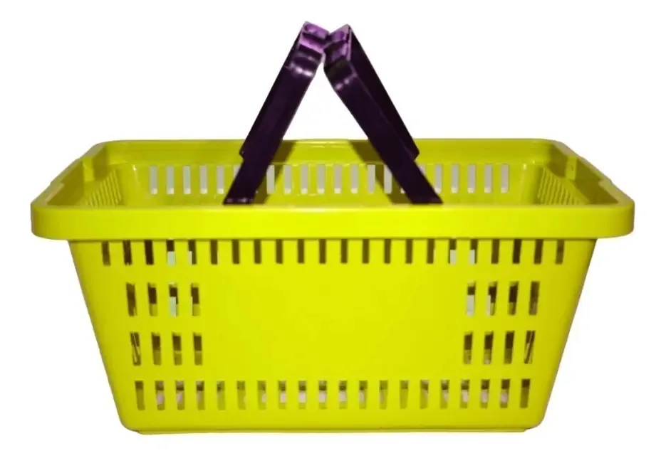 3 Cestas De Compra Reforçada Super Loja Cor Amarelo