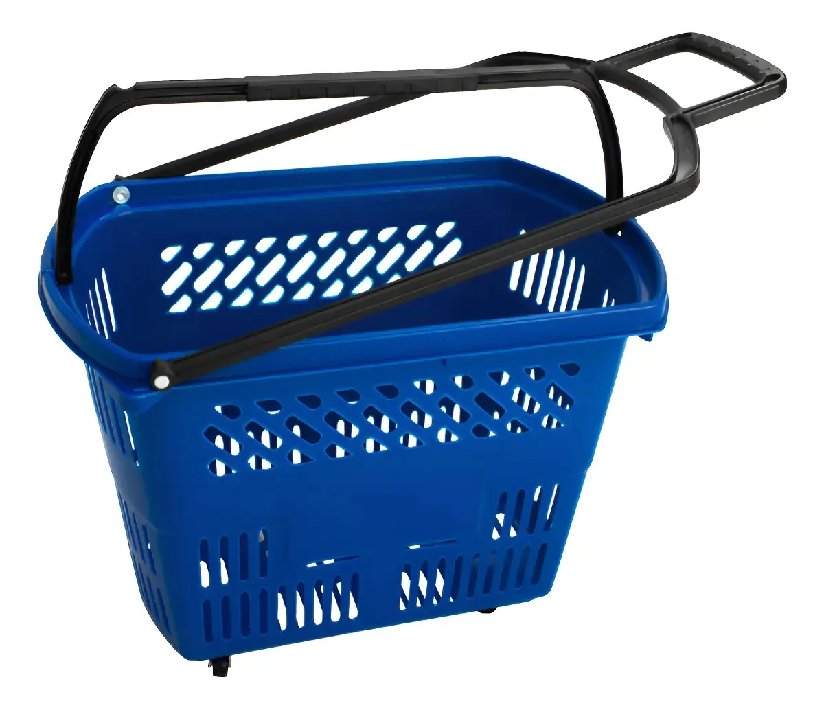 Cesta com Alça e Rodas 30L Plástico Semaza Azul Kit 10 Unidades