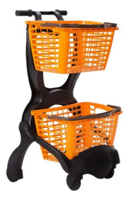 Carrinho De Supermercado Duplo Plástico 25l Siris Siris25 Cor Laranja