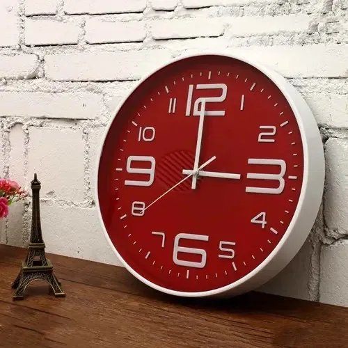 Relogio De Parede Moderno 29cm Vermelho