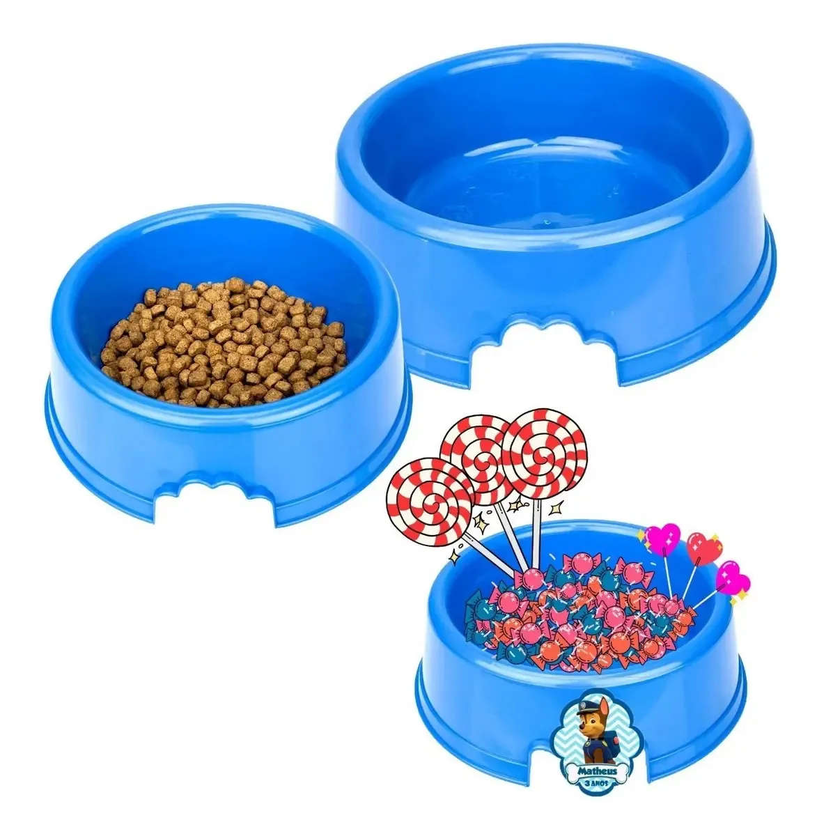 Kit 10 Comedouros Para Cachorro e Gato 250ml Azul