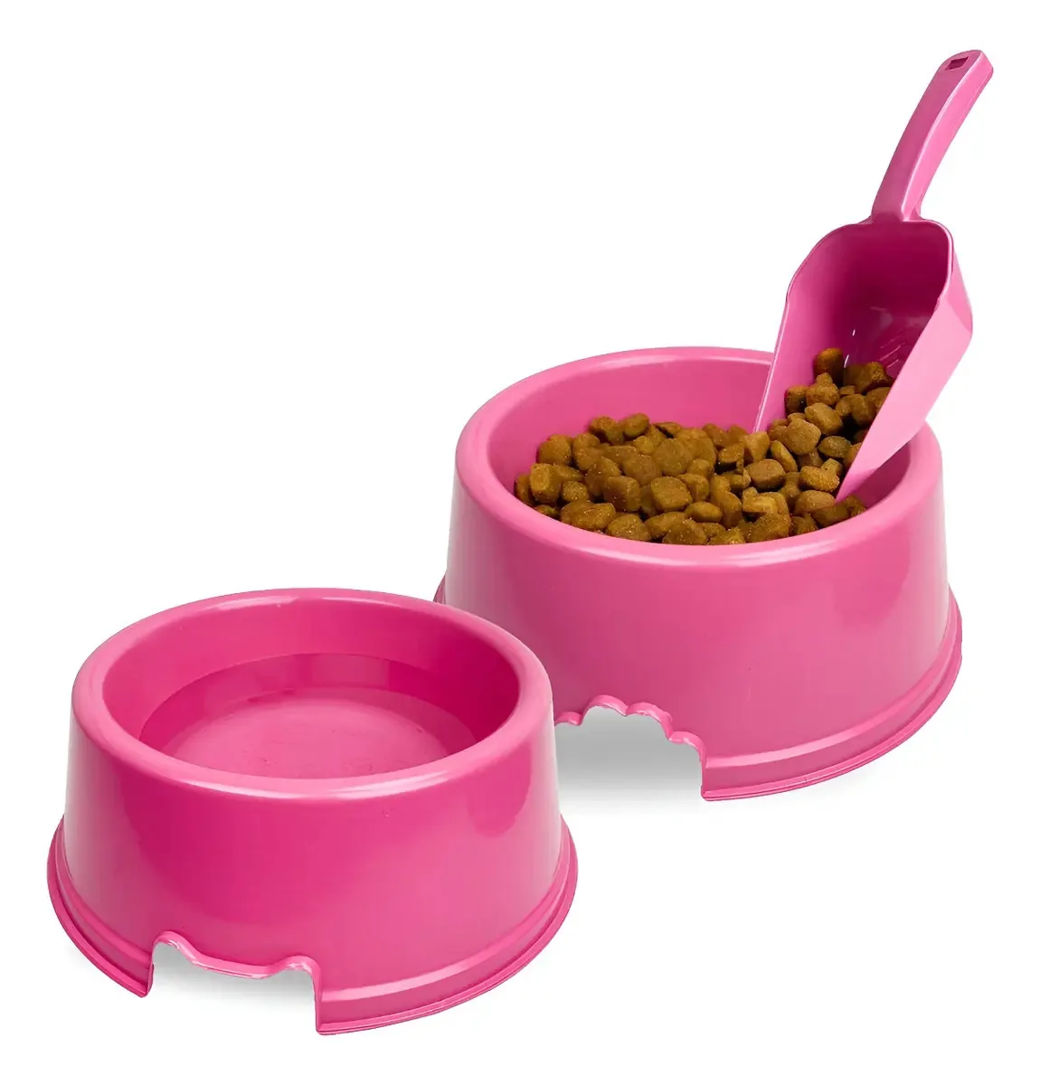 Kit 2 Comedouros Grandes 1l Para Pets Cor Rosa