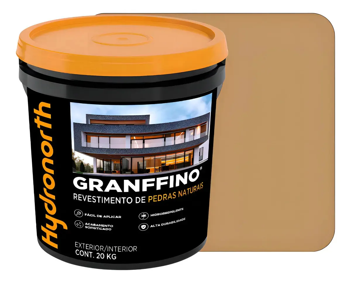Granffino Pedras Naturais Hydronorth Cor Areia Balde 20kg Para Alvenaria