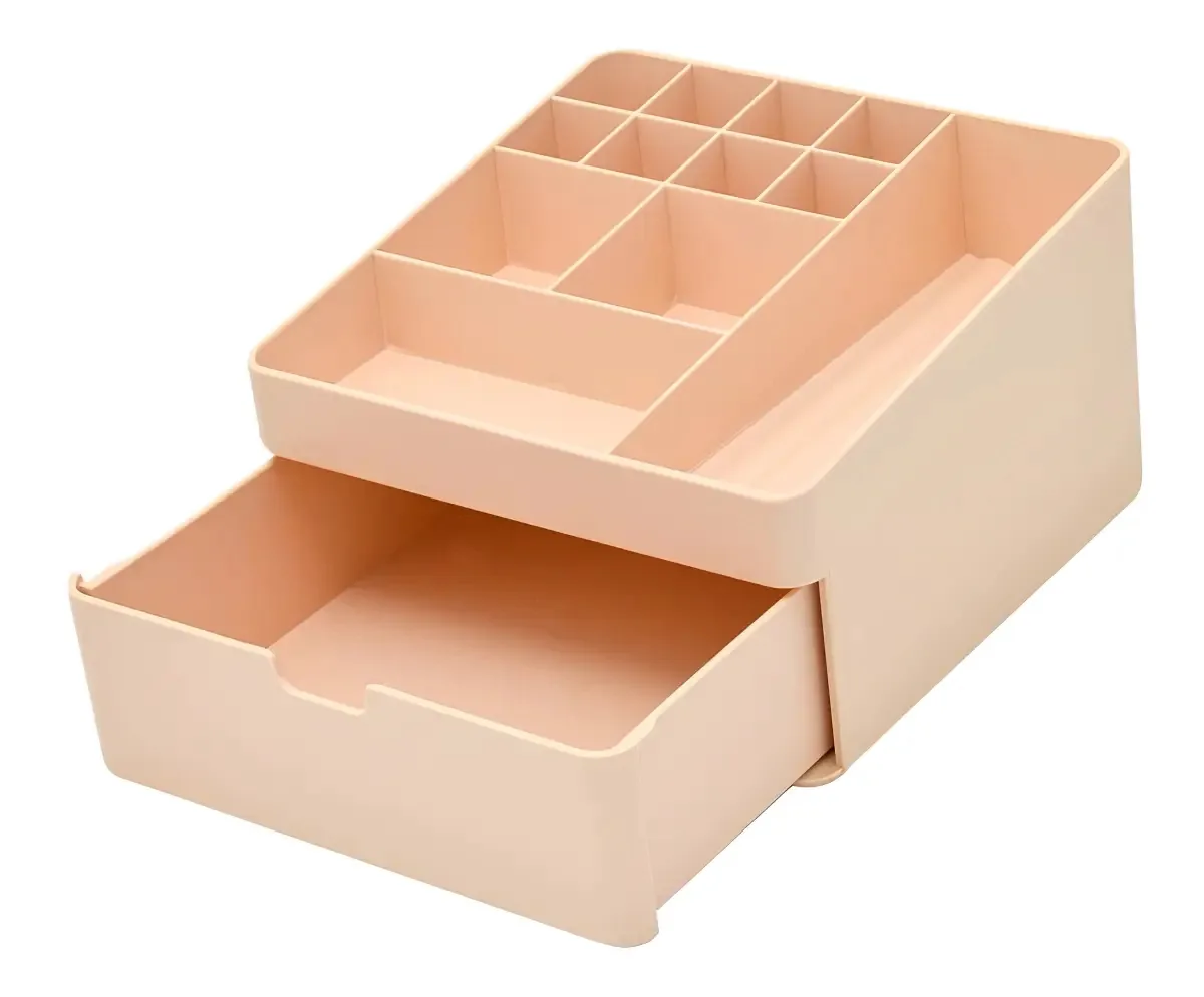 Organizador de Mesa Multiuso Rosa com Divisórias Mai Home