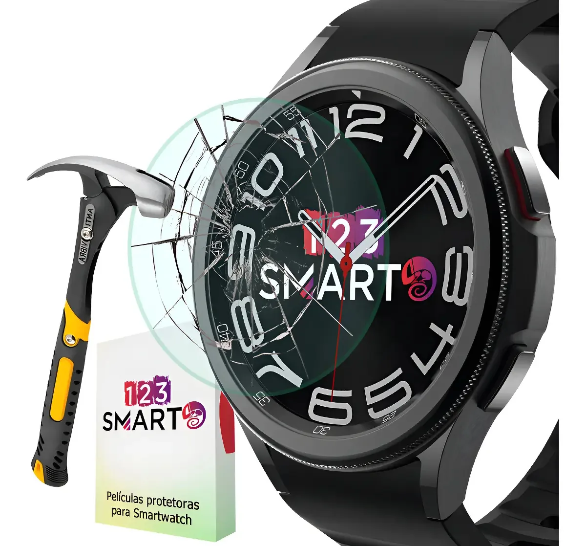 Kit 2 Películas Protetoras de Vidro Temperado 123Smart para Galaxy Watch 6 Classic e Ultra 47mm