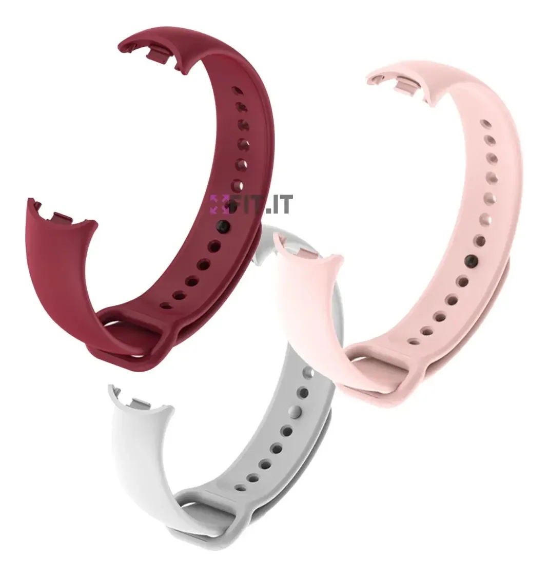 3 Pulseiras Extra Colorida Para Xiaomi Band 8 Cor VinhoRosa-claroBranco