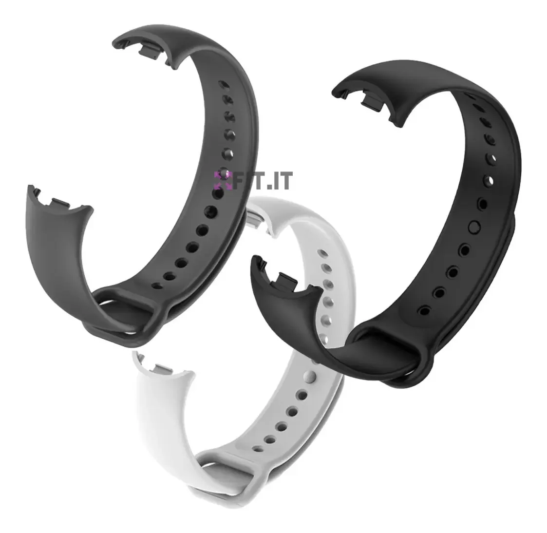 3 Pulseiras Extra Colorida Para Xiaomi Band 8 Cor Cinza+preto+branco