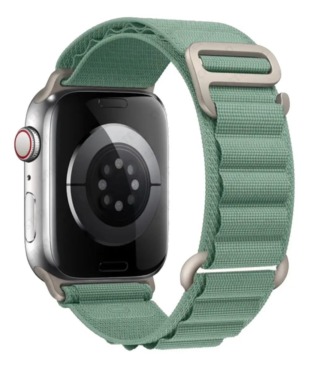 Kit 2 Pulseiras Alpina Compatível Com Apple Watch 9 45mm Cor Laranja/Verde
