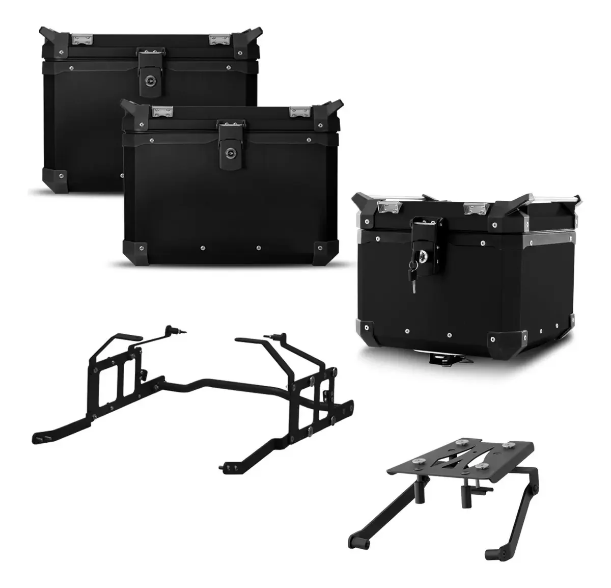 Kit Completo Baús 35/33l Super Adventure Suzuki Dl 650 Cor Alumínio/preto
